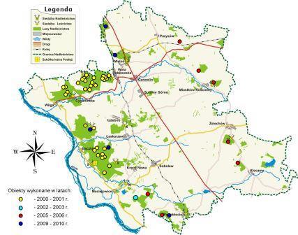 Mapa poglądowa rozmieszczenia obiektów małej retencji